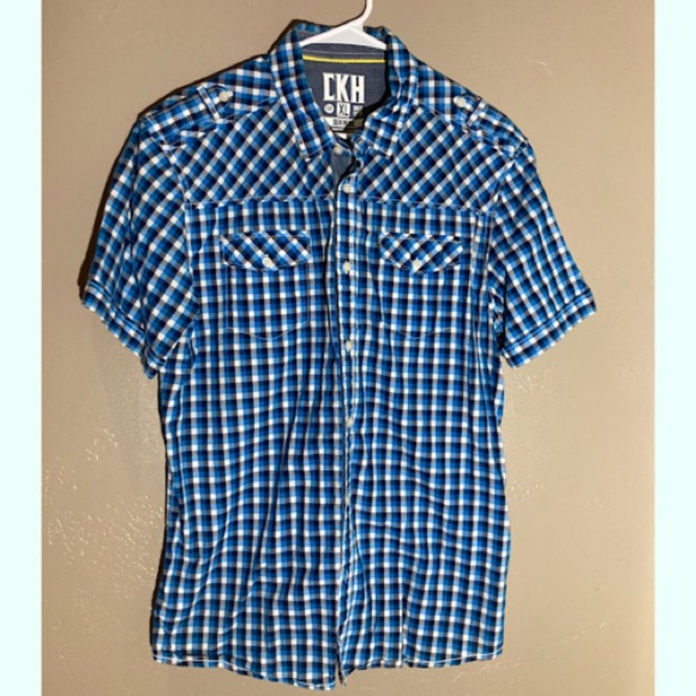 CKH Clockhouse Button Down Short Sleeve Shirt Size XL